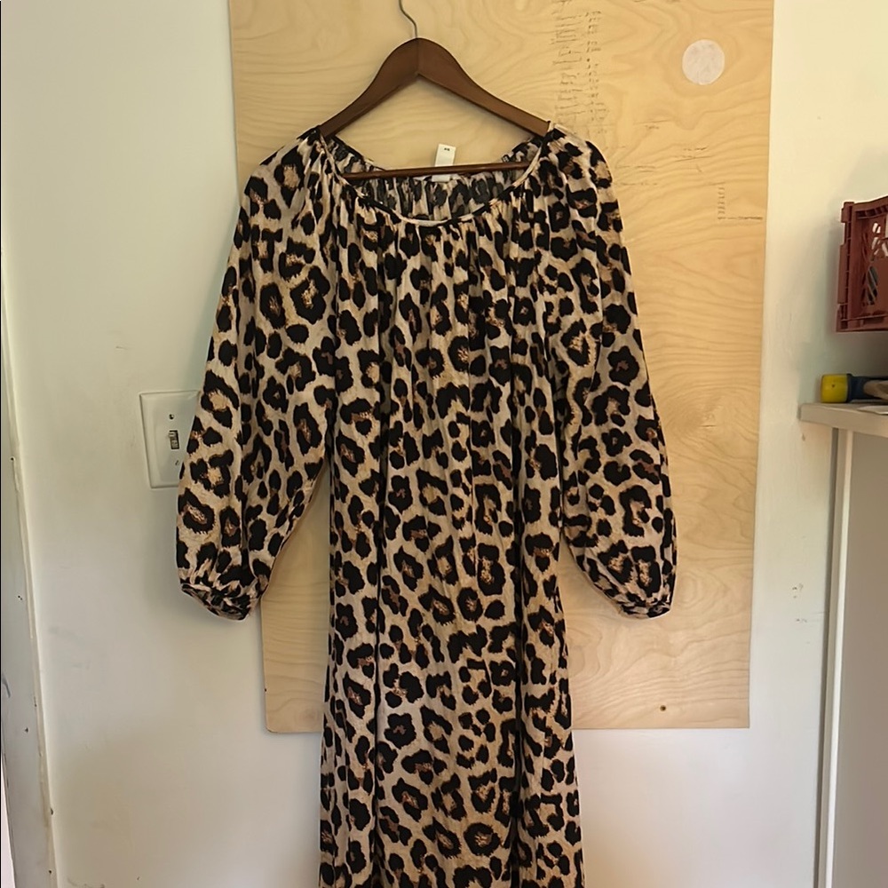 Cotton leopard print maxi dress hm M-L